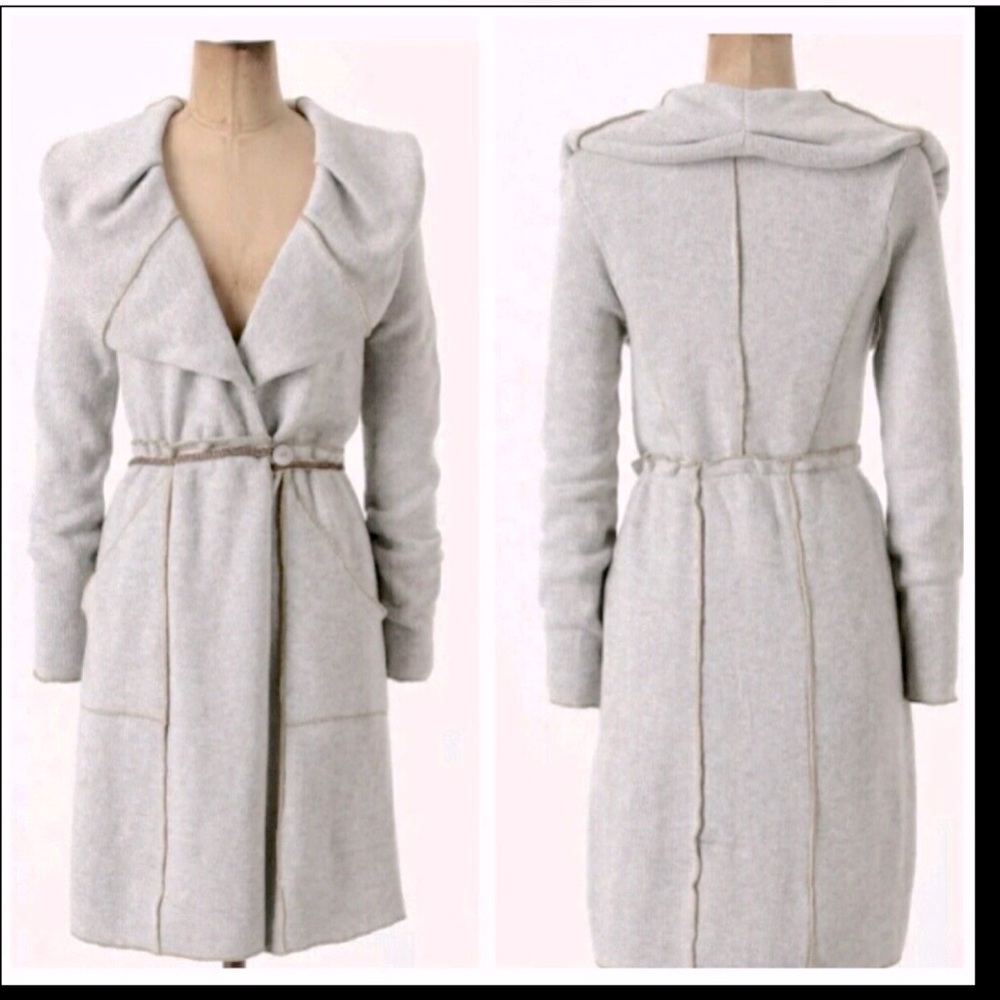 New ruffled wool blend sweater maxi cardigan coat - Picture 1 of 6